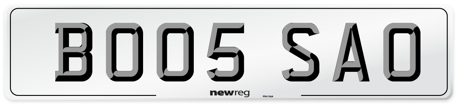BO05 SAO Number Plate from New Reg